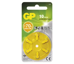 GP ZA10 (7005ZD, PR70) 6 ks / Baterie do naslouchadel / 1,45V / 90 mAh / ZnAir