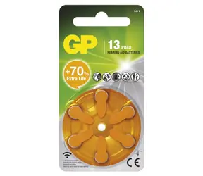 GP ZA13 (7000ZD, PR48) 6 ks / Baterie do naslouchadel / 1,45V / 290 mAh / ZnAir