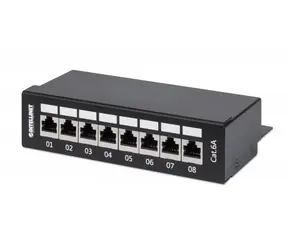 Intellinet Patch panel Cat6a FTP stolní černá / 8 portů / stíněný / pozlacené kontakty