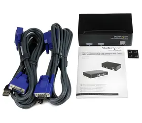 StarTech KVM přepínač 2-portový USB / KVM přepínač / 2 porty / USB / s kabely / černá