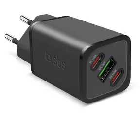 SBS NanoTube černá / Cestovní adaptér / GaN / 2x USB-C, USB-A / 140 W / PD