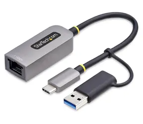 StarTech adaptér USB-C na Ethernet šedá / Síťový adaptér / 5 Gbps / USB-A redukce / 15 cm