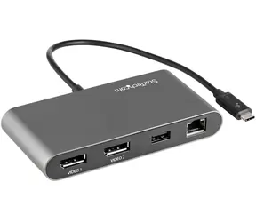 StarTech Thunderbolt 3 Mini Dock / Dokovací stanice / 2x DisplayPort / USB 3.2 Gen2 Type-A / LAN RJ45 / Hliník