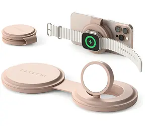 Satechi OnTheGo 2in1 Wireless Charger Desert Rose / Bezdrátová nabíječka / Qi2