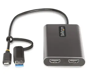 StarTech adaptér USB-C na 2x HDMI šedá / Adaptér / 4K UHD / 5.1 kanálů / Hliníkové tělo