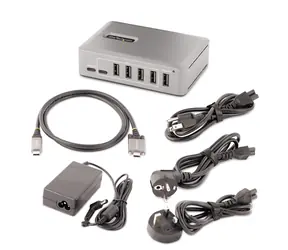 StarTech USB-C Hub 10 portů šedá / USB hub / 8x USB-A / 2x USB-C / 10 Gbps / napájecí adaptér