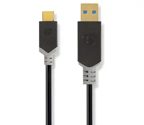 Nedis USB-A - USB-C antracit / Kabel / USB 3.2 Gen 1 / 60 W / 5 Gbps / 1 m / pozlacené konektory