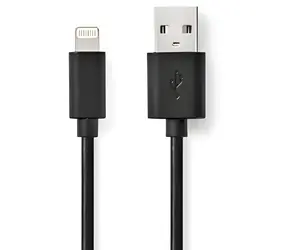 Nedis černá / Datový kabel / USB-A (M) - Lightning (M) / USB 2.0 / 480 Mbps / 1 m