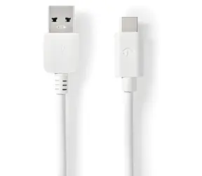 Nedis USB-A - USB-C bílá / USB kabel / USB 3.2 Gen 2 / 60 W / 10 Gbps / 1 m