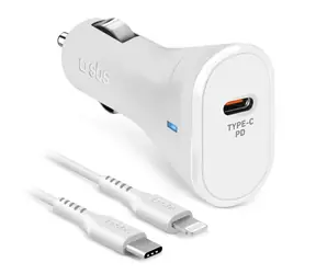 SBS bílá / Nabíjecí sada do auta / USB-C/Lightning / PD 20 W