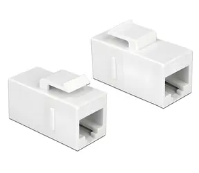 Delock bílý / Keystone modul / RJ45 - RJ45 / Cat6 UTP / samice/samice / zalomený