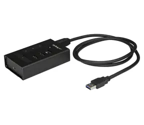 StarTech černá / USB hub / 4 porty / 3x USB-A + 1x USB-C / USB 3.2 Gen 1 5 Gb/s