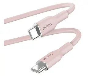 Puro Soft růžová / Datový kabel USB-C na USB-C / 60W / 1,5m