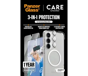 PanzerGlass CARE / Ochranné příslušenství 3v1 / Samsung Galaxy S25+ / tvrzené sklo / plně nalepovací / průhledné