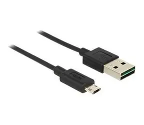 Delock černá / Kabel / USB 2.0 / USB A (M) - Micro USB B (M) / reverzibilní konektory / 20 cm
