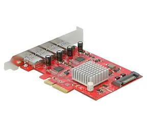 Delock / Řadič 4x USB-A / PCIe x4 / USB 3.2 Gen 2 / 10 Gbps