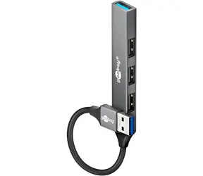 Goobay 74456 světle šedá / USB hub / 4 porty USB-A / 5 Gb/s