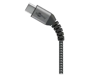 Goobay 49297 Space Grey/Silver / Datový kabel / USB-C - USB-A / textilní opláštění / kovové konektory / 2m