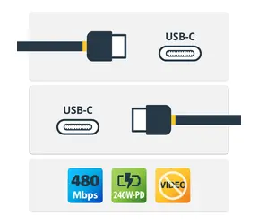 StarTech USB-C 1m / Nabíjecí kabel / 240W / 5A / USB-IF certifikovaný / USB 2.0