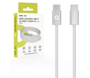 Mobile Origin CB11 UltraSlim bílá / Datový kabel / USB-C na USB-C / 60 W / 1 m