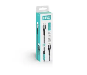 Colorway šedá / Datový kabel / USB-C - Lightning / PD 30W (3A) / 1 m