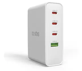 SBS bílá / Cestovní nabíjecí adaptér / 3x USB-C, USB-A / PD 100 W / US, EU, UK, AUS