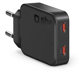 SBS Slim černá / Cestovní adaptér / GaN / 65 W / 2x USB-C / PD