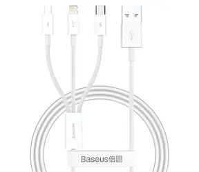 Baseus Superior Series bílá / Datový kabel / USB-A - USB-C, microUSB, Lightning / 3,5 A / 0,5 m