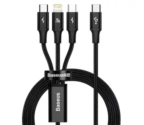 Baseus Rapid Series 3v1 černá / Datový kabel / USB-C / MicroUSB / Lightning / 20W / 1.5m