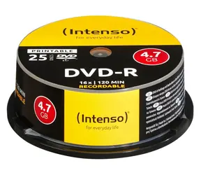 Intenso DVD-R 16x Printable / Optické médium / 4,7 GB / Cake box 25 ks