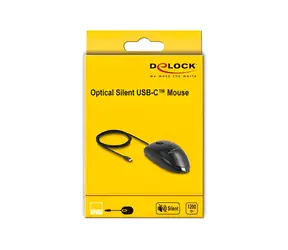 Delock černá / Myš / Optická / USB-C / 1200 DPI / tichý klik / drátová