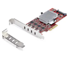 StarTech PCIe karta 4x USB-C / Řadič USB / PCIe 3.0 x4 / USB 3.2 Gen 2 10 Gb/s / 4x nezávislé řadiče
