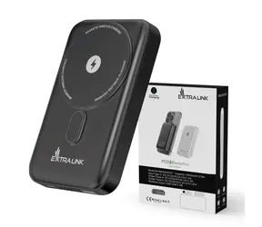 Extralink MagSafe grafitová / Powerbanka / 10000 mAh / MagSafe / PD 20W+15W / USB-C, USB-A