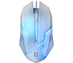 Defender Cyber MB-560L bílá / Herní optická myš / 1200 DPI / USB / 2 tlačítka / RGB podsvícení