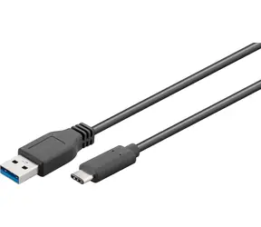 MicroConnect USB-C - USB-A 3.2 Gen 1 kabel 0,15m černá / Kabel / 5 Gbps