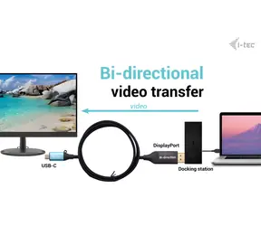 i-tec USB-C DisplayPort redukce černá / Redukce / Obousměrná / DisplayPort 1.4 / 8K 30Hz / 1,5 m