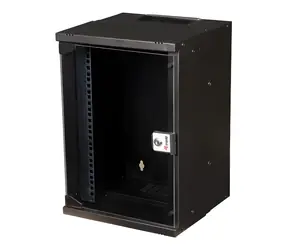 Equip ECO 300x300mm černá / Nástěnný rozvaděč 10" / 9U / skleněné dveře / hloubka 300 mm