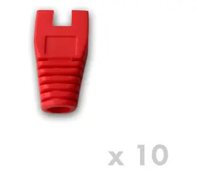 DATACOM Ochrana RJ45 s výřezem červená / Krytka konektoru / 10 ks / otvor 6 mm