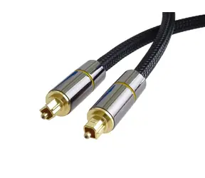 PremiumCord Gold design Toslink M-M černý / Optický audio kabel / OD 7mm / Nylonový oplet / 2 m