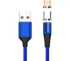 PremiumCord Magnetický kabel micro USB a USB-C modrá / Kabel / USB 2.0 / 1 m / 3 A