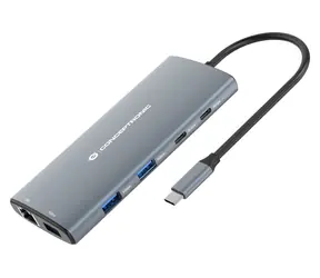 Conceptronic 10v1 Dokovací stanice USB-C šedá / Hub USB-C / HDMI / 2× USB-C / 3× USB-A