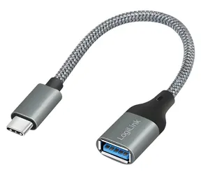 LogiLink adaptér USB-C - USB-A šedý / Adaptér / USB 3.2 Gen1 / 5 Gbit/s / OTG / 0,15 m