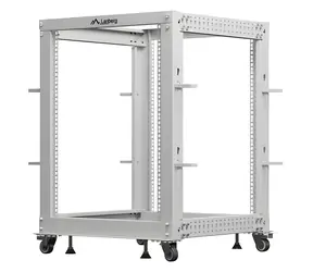 Lanberg Open Rack 15U šedá / Rozvaděč / 19" / 600x600-1100 mm / nosnost 600 kg