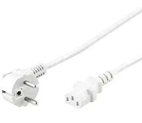 PremiumCord Kabel síťový 230V k počítači 3m bílý / Napájecí kabel / CEE 7/7 - IEC C13 / 10A