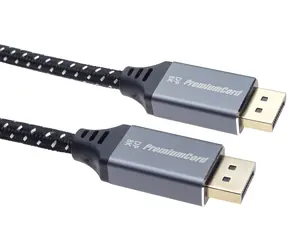 PremiumCord DisplayPort 1.4 kabel stříbrná / Video kabel / 8K 60Hz / 32,4 Gbit/s / zlacené konektory / 5 m