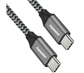PremiumCord USB-C černá / Datový kabel / 100 W / 480 Mbps / bavlněný oplet / 2 m