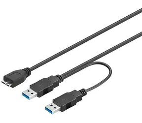 PremiumCord Kabel USB 3.0 napájecí Y A/M+A/M - Micro B/M / Kabel / 30 cm