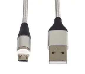 PremiumCord Magnetický kabel micro USB/USB-C stříbrná / Nabíjecí a datový kabel / USB 2.0 / 3A / 1m