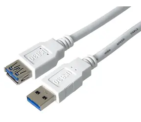 PremiumCord USB 3.0 A-A M/F 5 m bílá / Prodlužovací kabel / Super-speed 5 Gb/s / stíněný