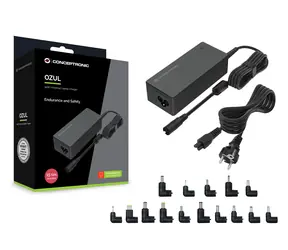 Conceptronic univerzální notebookový adaptér 15 koncovek 90W / Napájecí adaptér / 100-240 V / 15-20 V / černá